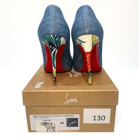 Christian Louboutin Pigalle Follies 100 Pumps EU 36 US 6 Blue Jean Denim Heels - Picture 5 of 9